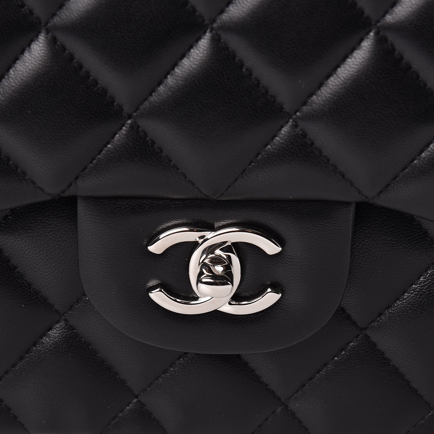 Chanel Lambskin Quilted Jumbo Double Flap Black 8 of 14