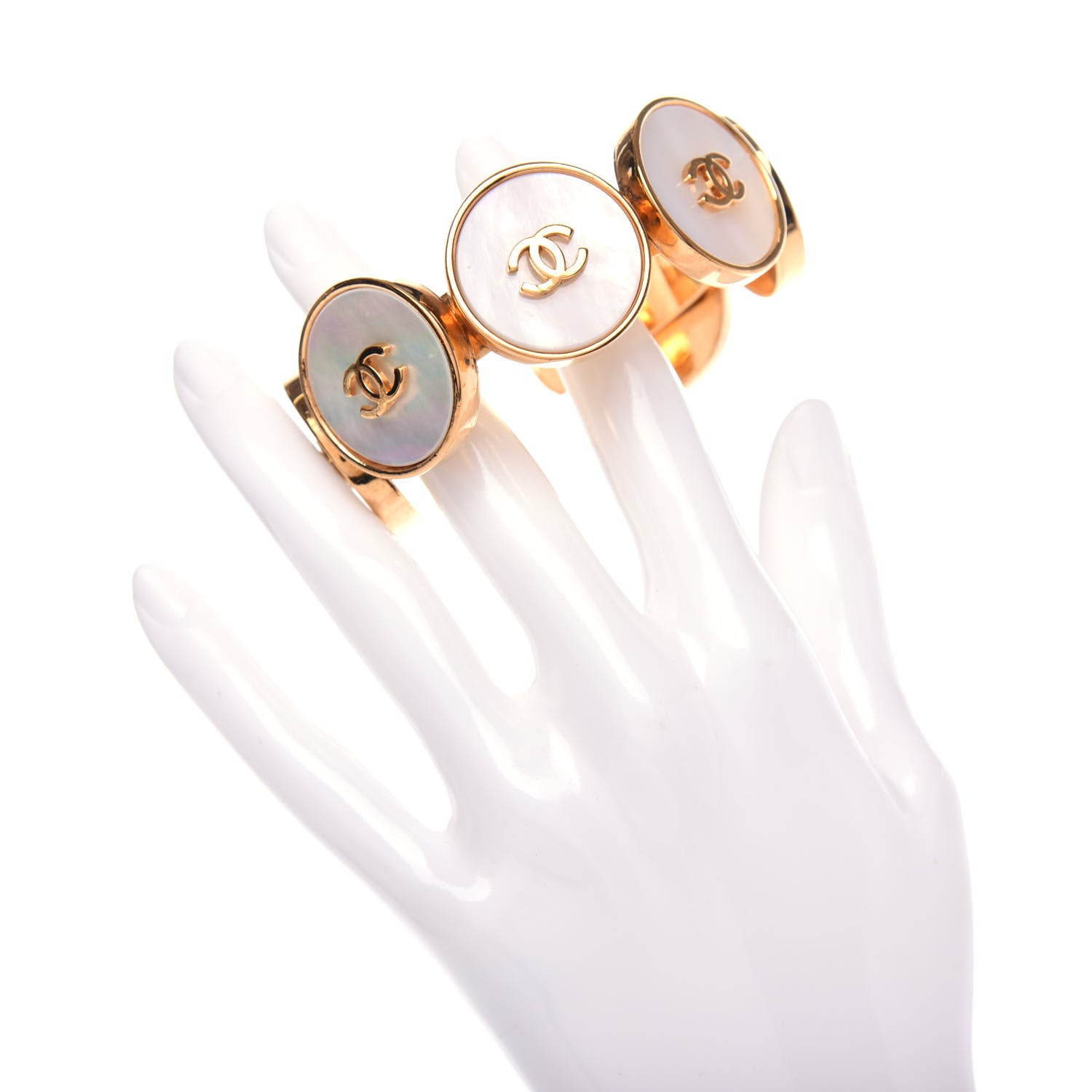 Chanel Pearl CC Cuff Bracelet Gold 2 of 5