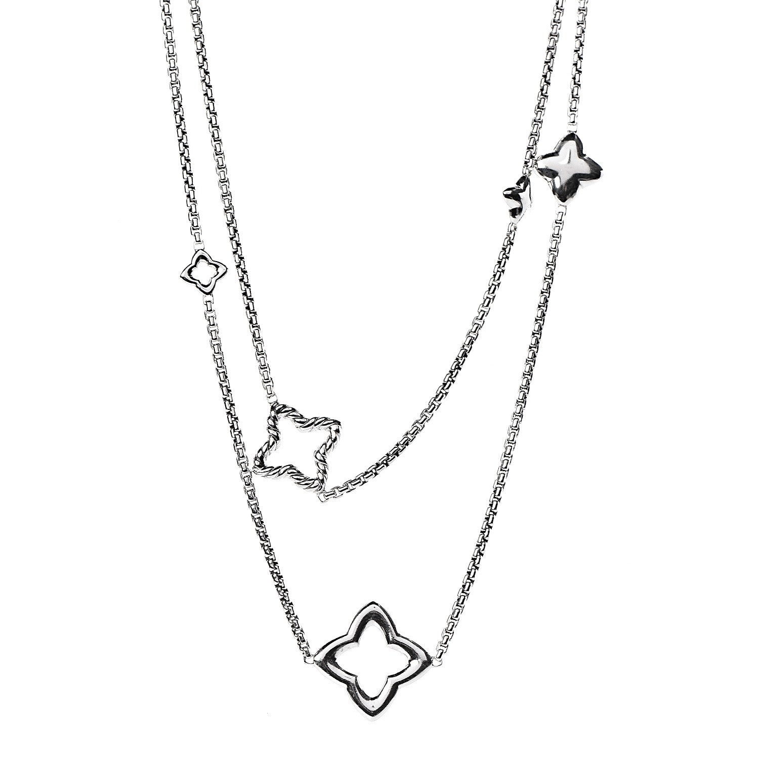 David Yurman Sterling Silver 25mm Quatrefoil Chain Necklace 1 of 5