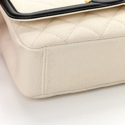 Chanel Caviar Quilted Small CC Filigree Flap White Black 10 of 12