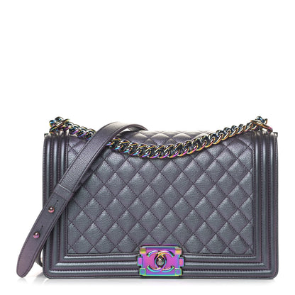 Chanel Iridescent Goatskin Quilted New Medium Boy Flap Purple 1 of 4