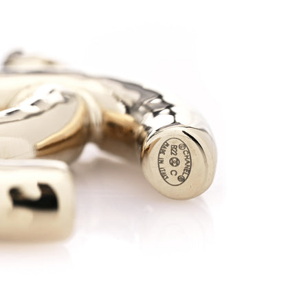 Chanel Metal Large CC Earrings Light Gold 4 of 5