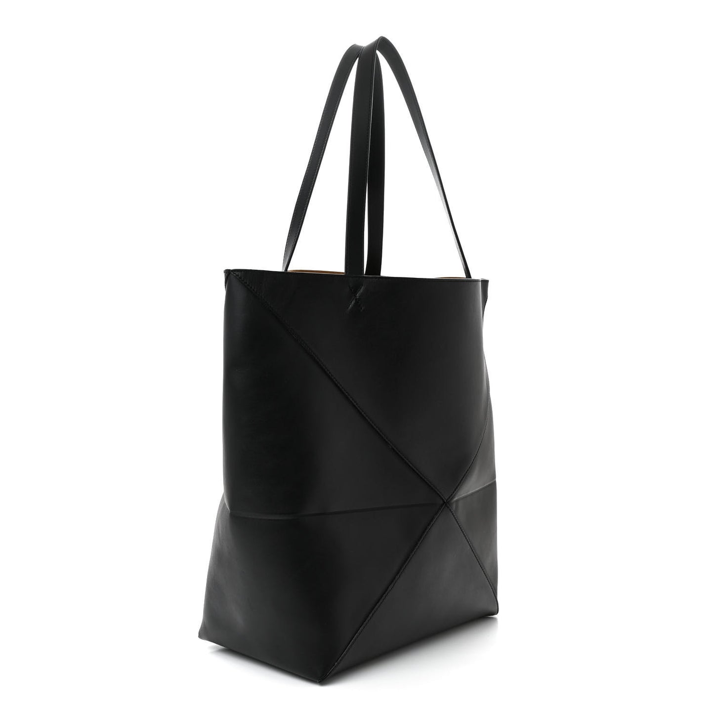 Shiny Calfskin Large Puzzle Fold Black