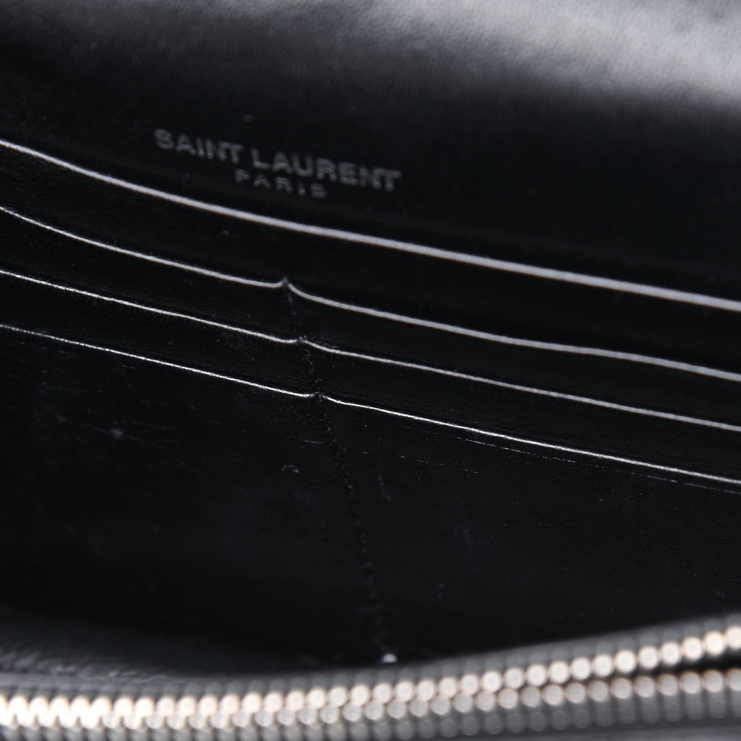 Saint Laurent Calfskin Crocodile Embossed Kate Monogram Tassel Chain Wallet Black 4 of 4