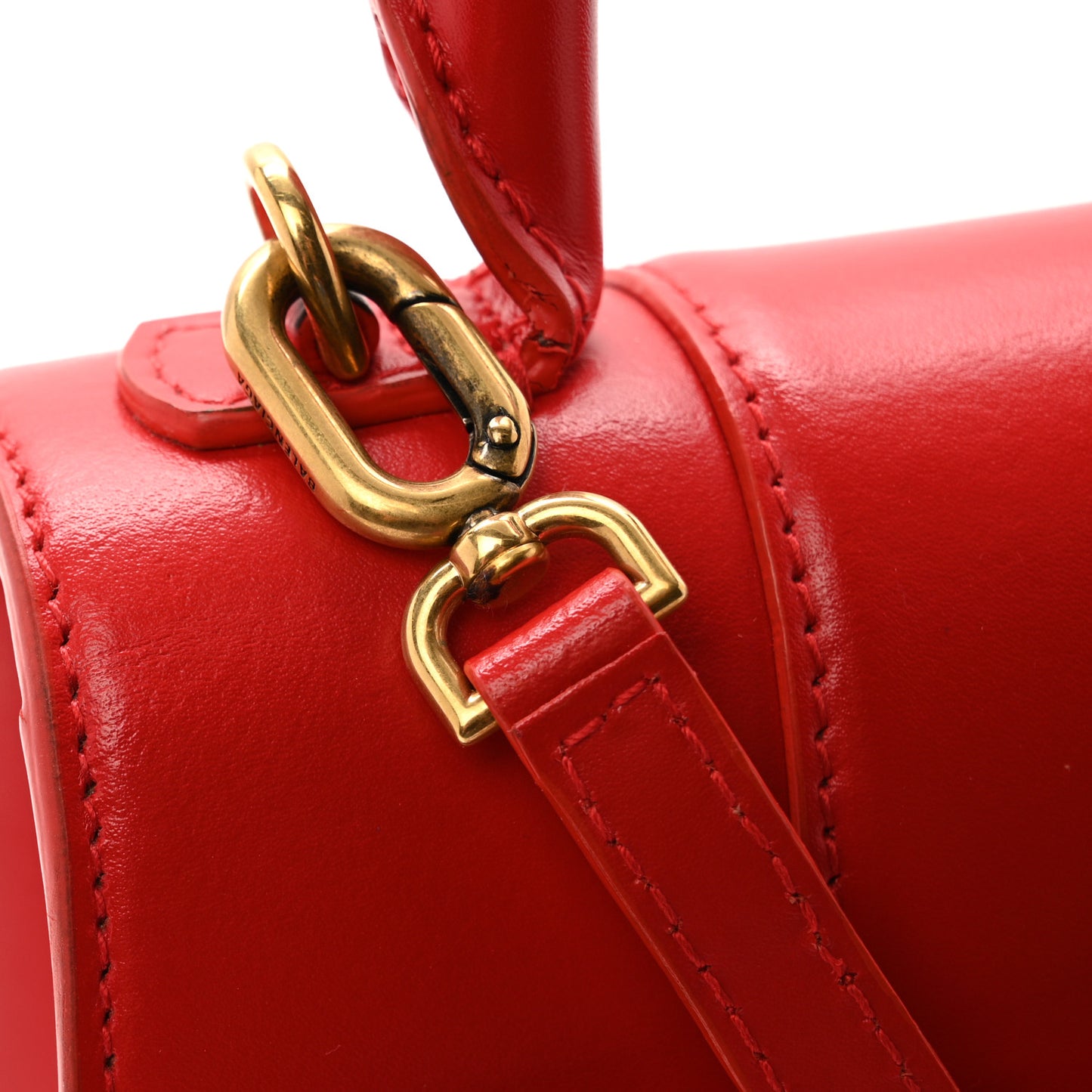 Shiny Box Calfskin Medium Hourglass Top Handle Bag Bright Red