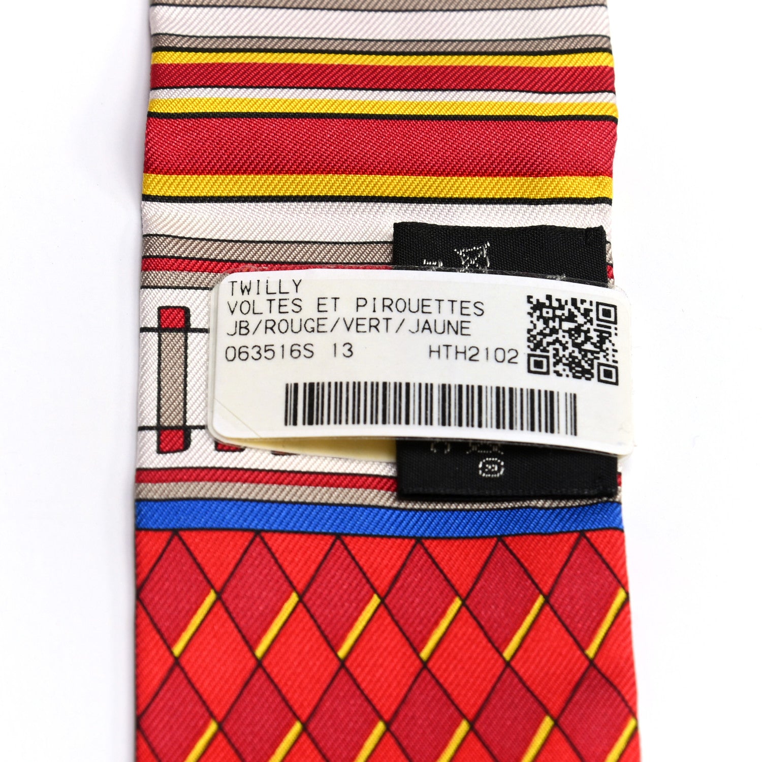 Hermes Silk Voltes Et Pirouettes Twilly Rouge Vert Jaune 8 of 8