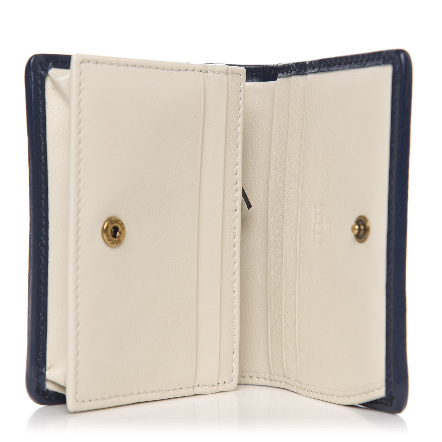 Gucci Vintage Effect Calfskin Matelasse Diagonal Torchon GG Marmont Card Case Wallet Mystic White Blue Agata 5 of 6