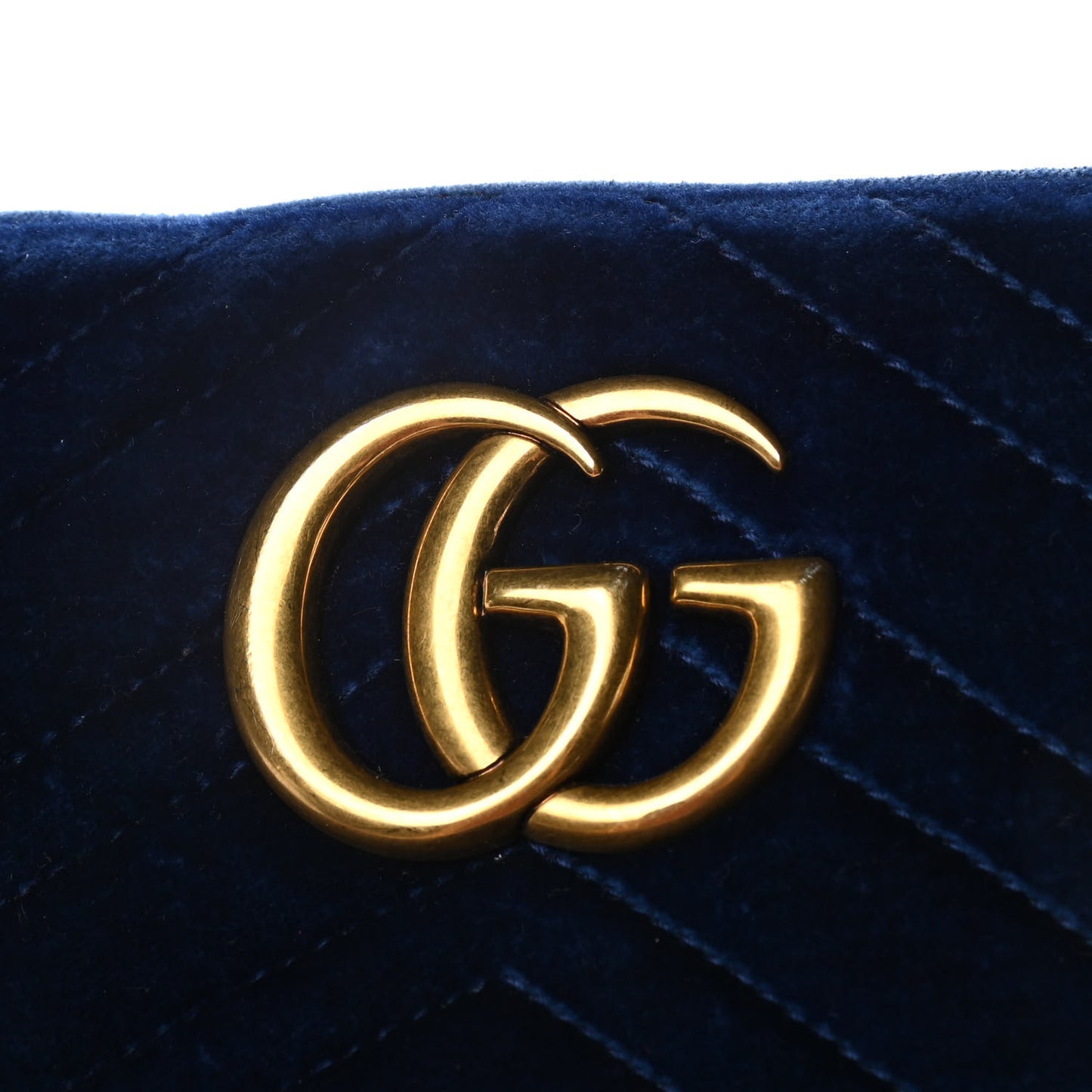 Velvet Matelasse Small GG Marmont Chain Shoulder Bag Cobalt