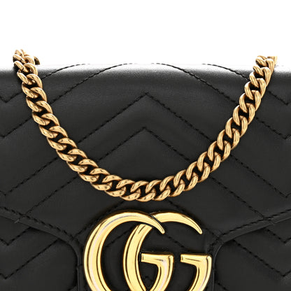 Gucci Calfskin Matelasse GG Marmont Chain Wallet Black 8 of 11