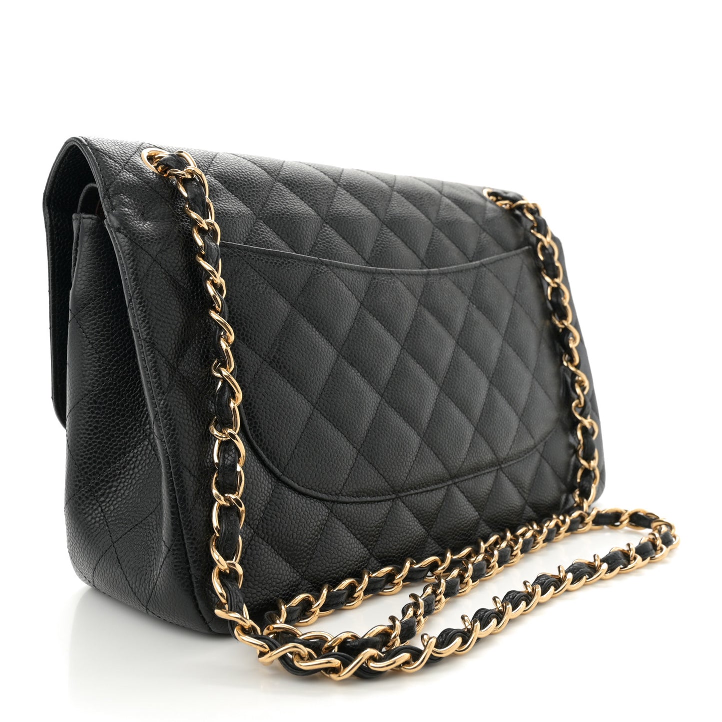 Caviar Quilted Jumbo Double Flap Black