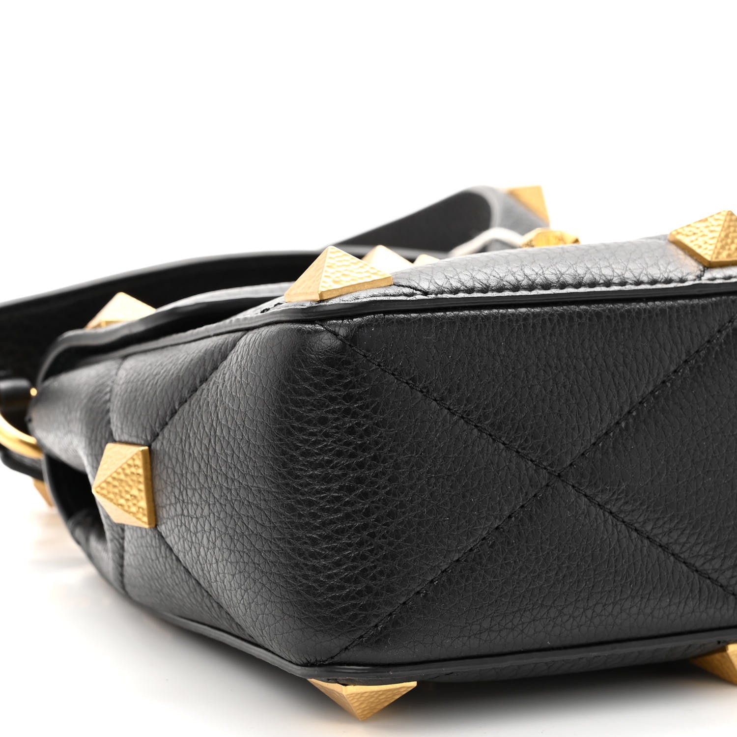 Valentino Garavani Grained Calfskin Medium Roman Stud Shoulder Bag Black 8 of 9