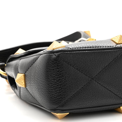 Valentino Garavani Grained Calfskin Medium Roman Stud Shoulder Bag Black 8 of 9