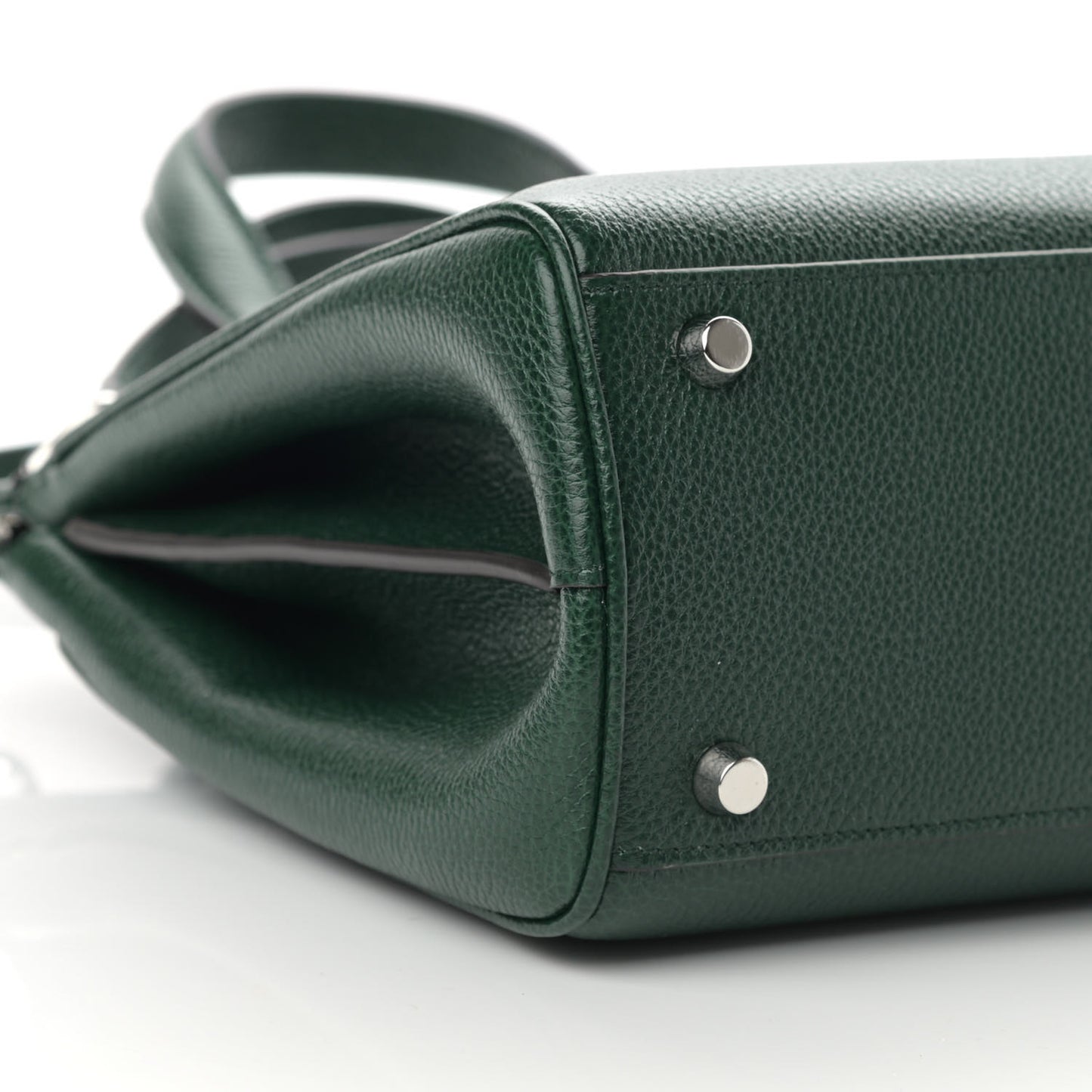 Posillipo Grain Calfskin Small Zumi Top Handle Bag Vintage Green