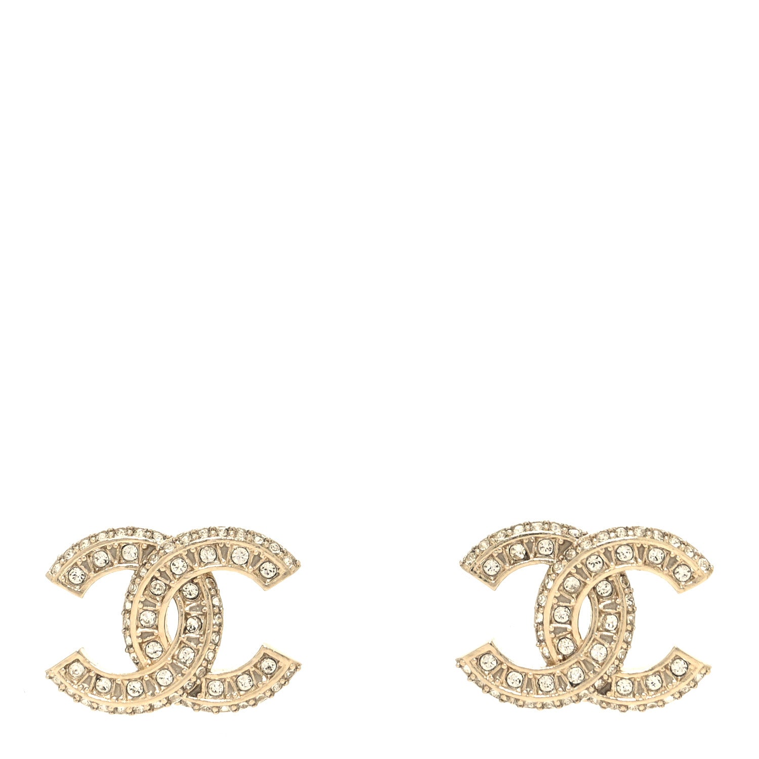 Chanel Crystal Timeless CC Earrings Gold 1 of 4