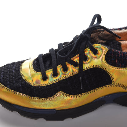 Chanel Tweed Patent Runway Sneakers Gold 9 of 9