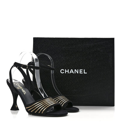 Chanel Suede Kidskin Chain Sandals 38 Black 9 of 9