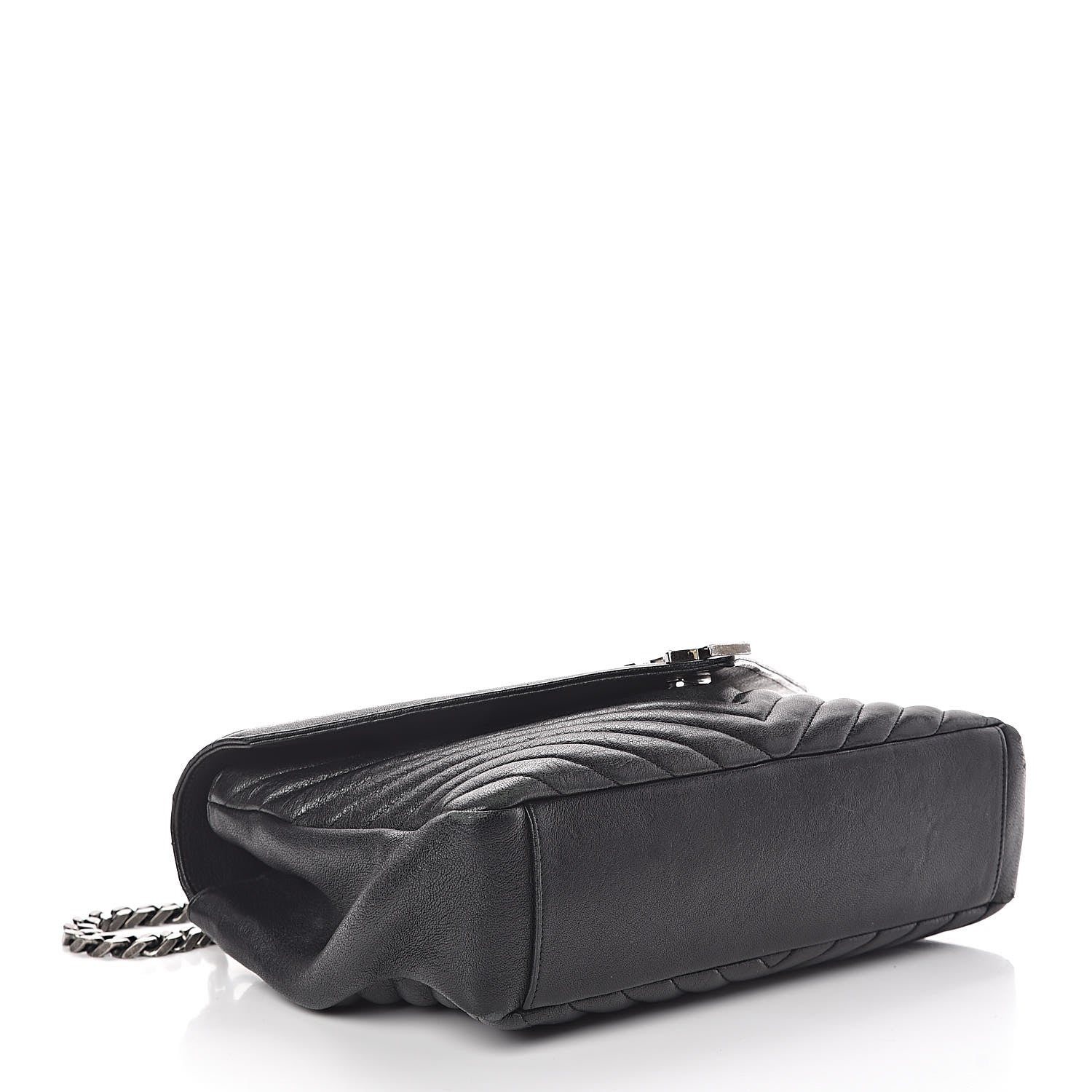 Saint Laurent Sheepskin Matelasse Chevron Monogram Large College Satchel Black 4 of 12