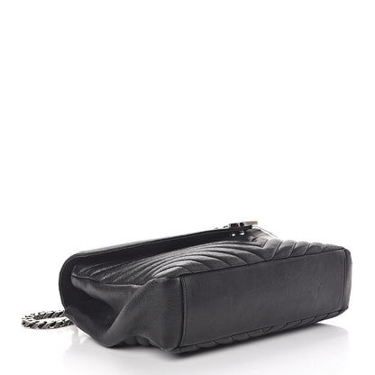 Saint Laurent Sheepskin Matelasse Chevron Monogram Large College Satchel Black 4 of 12