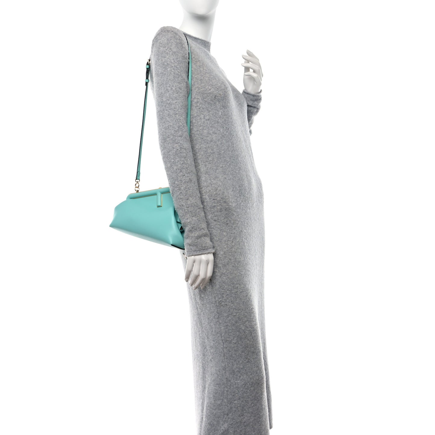 Shiny Nappa Small Fendi First Spring Turquoise