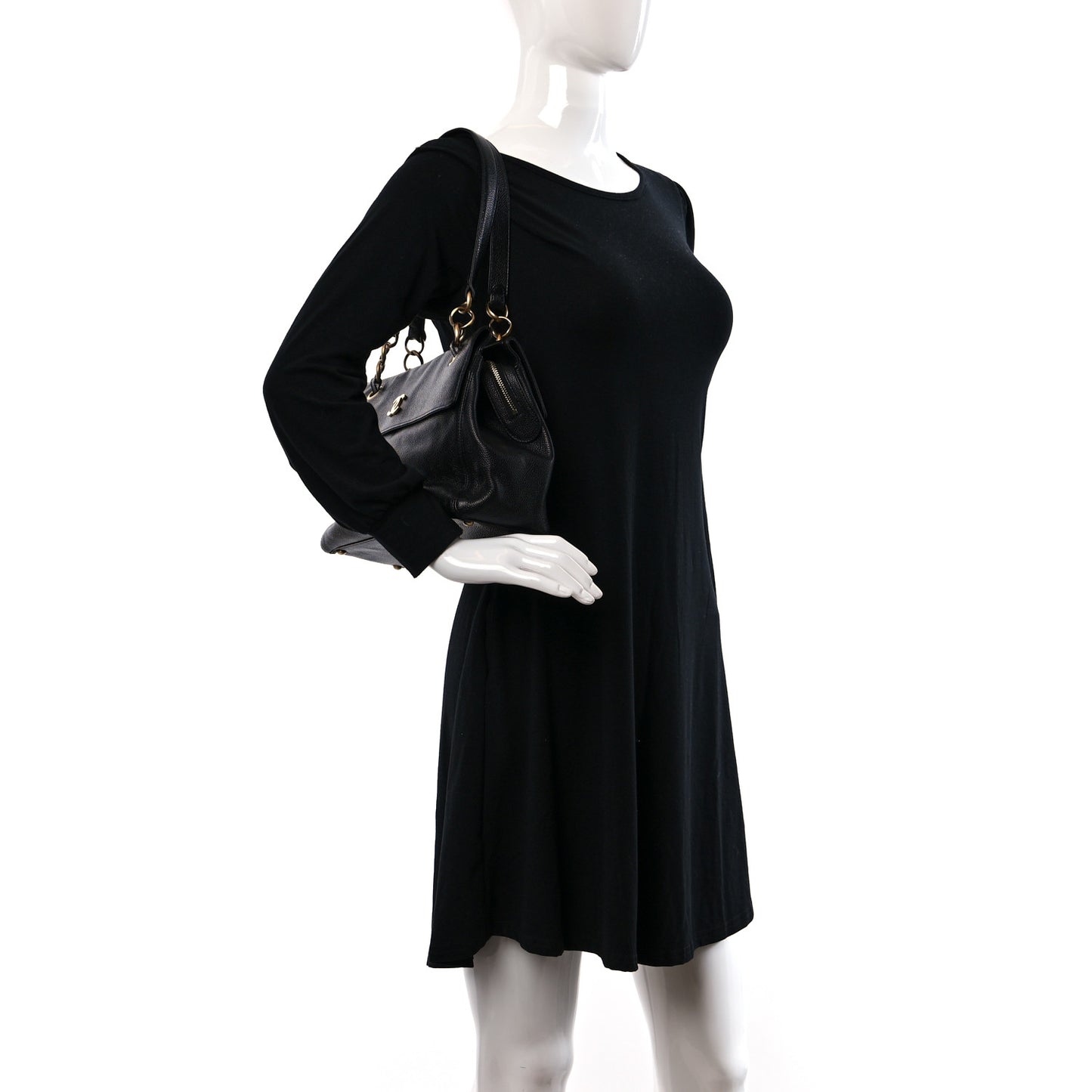 Caviar CC Shoulder Bag Black