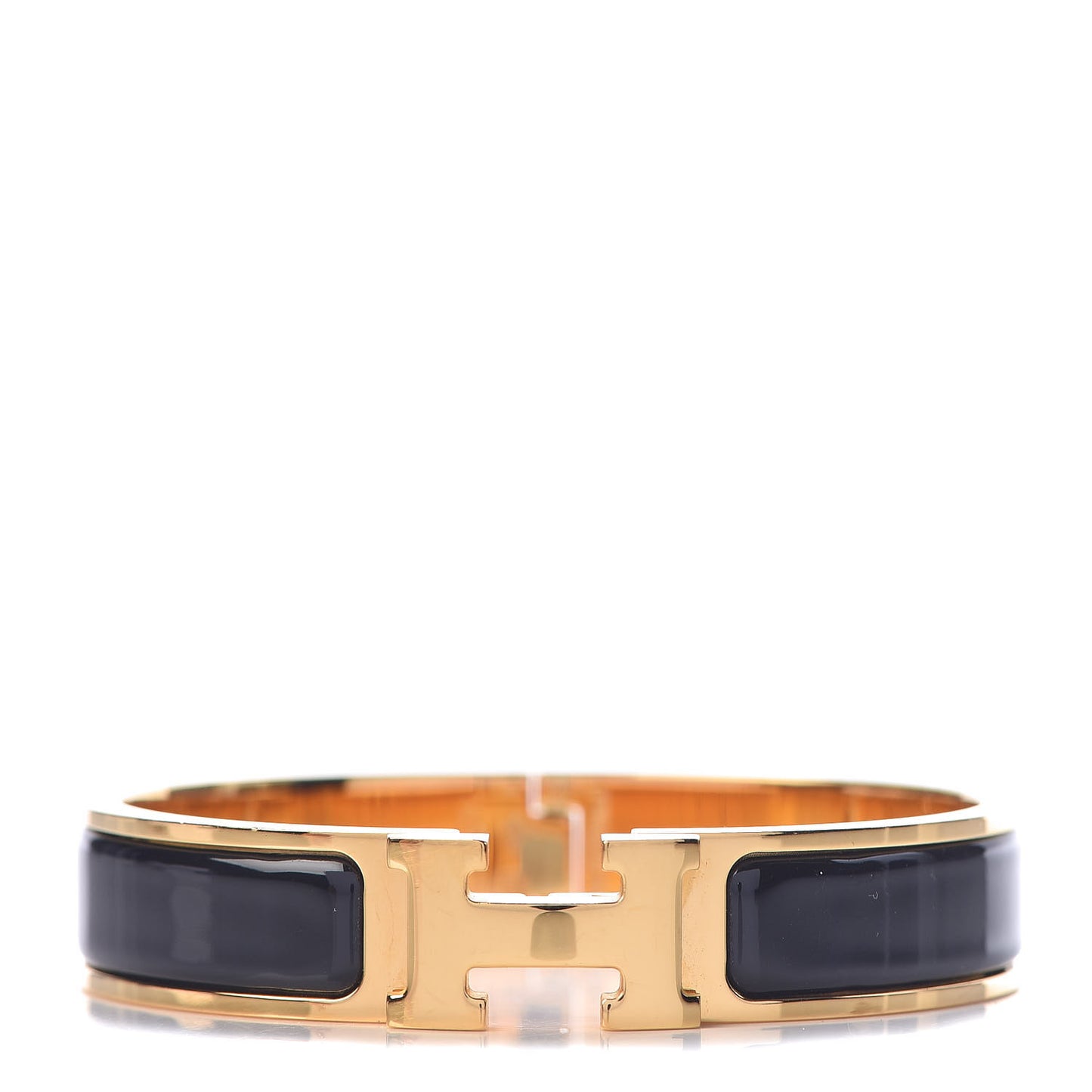 Enamel Narrow Clic Clac H Bracelet PM Black