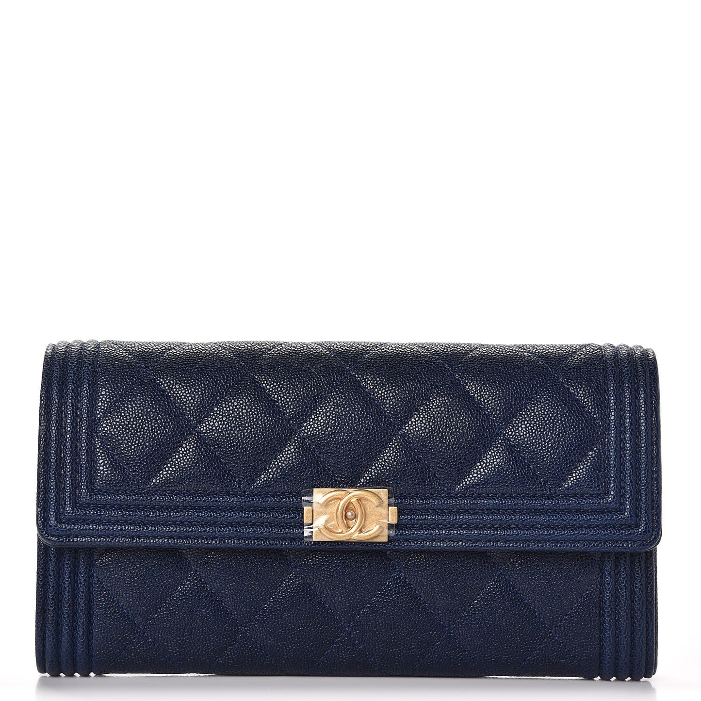 Caviar Quilted Boy Flap Wallet Blue
