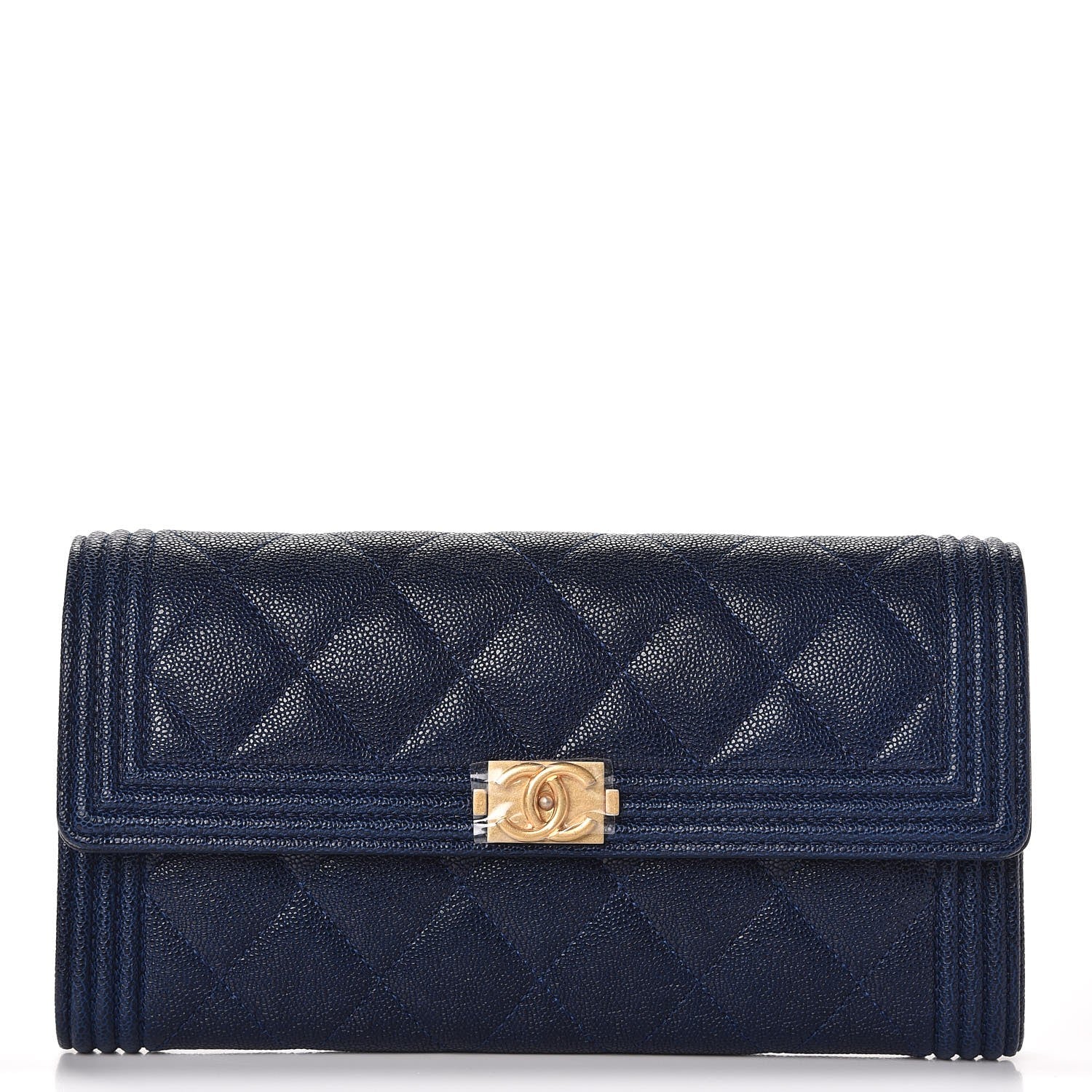 Chanel Caviar Quilted Boy Flap Wallet Blue 1 of 9