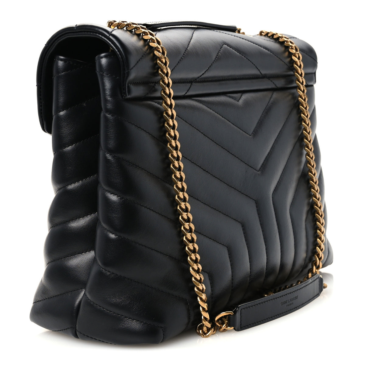 Saint Laurent Calfskin Y Quilted Monogram Medium Loulou Chain Satchel Black 3 of 11