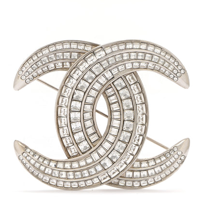 Chanel Baguette Crystal CC Brooch Silver 1 of 3