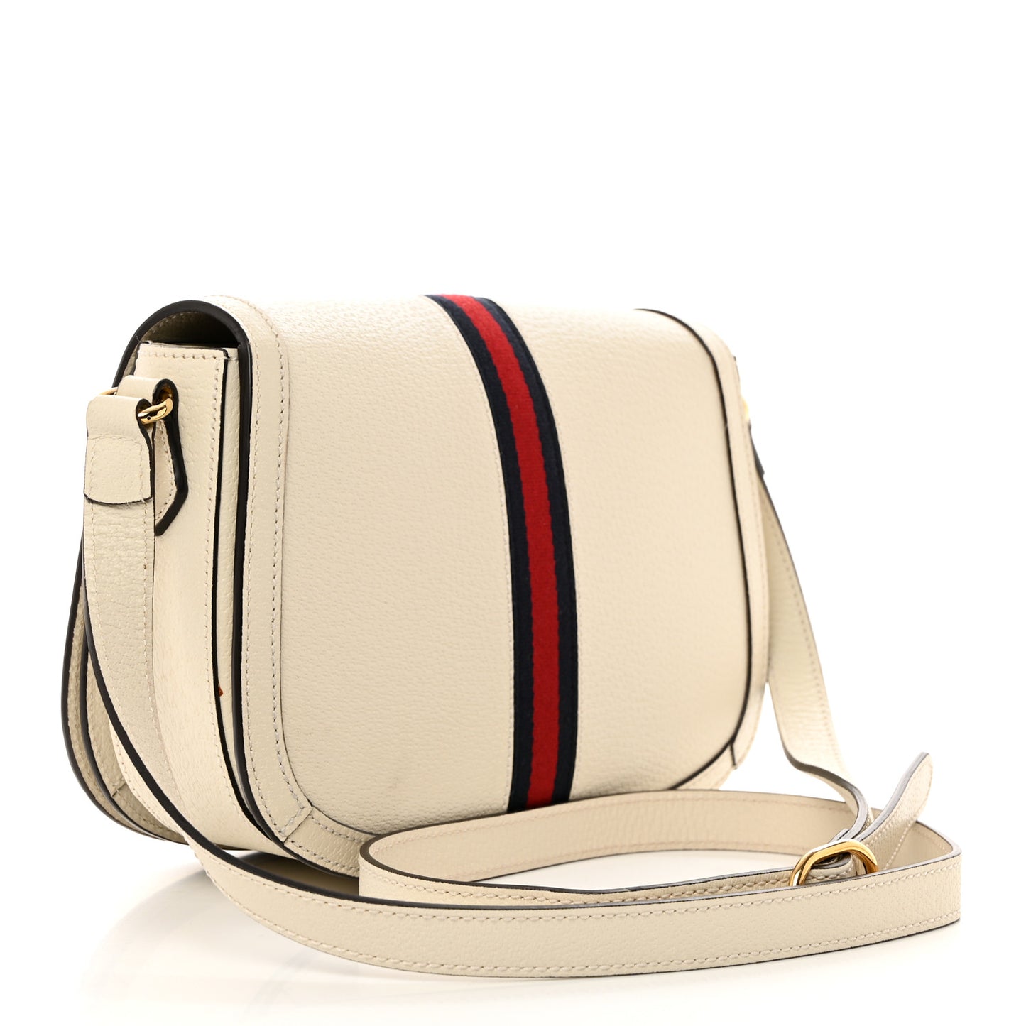 Textured Calfskin Small Ophidia Flap Messenger Bag Mystic White