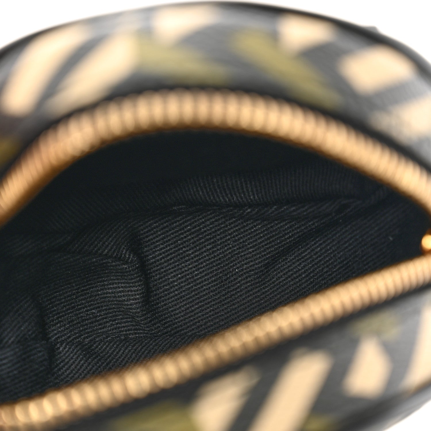 Versace Coated Canvas Calfskin La Greca Round Zip Pouch Black Khaki 5 of 7