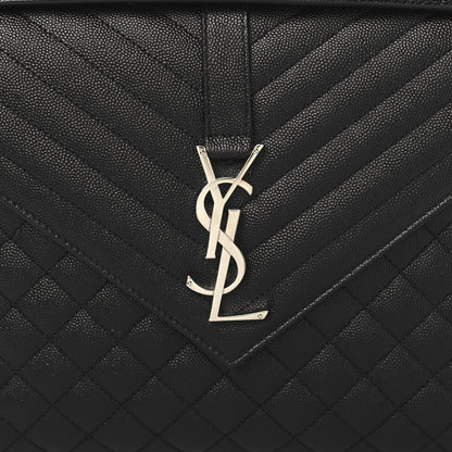 Saint Laurent Grain De Poudre Textured Mixed Matelasse Large Triquilt Monogram Satchel Black 8 of 10