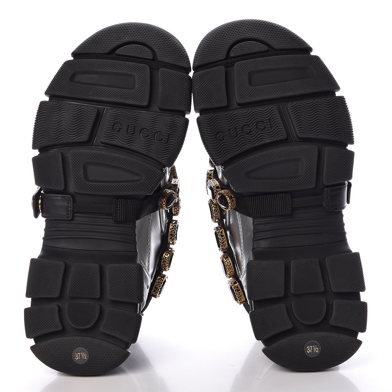 Gucci X SEGA Metallic Calfskin Mesh Removable Crystals Womens Flashtrek Sneakers 37.5 Silver Black 5 of 9