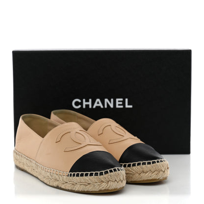 Chanel Lambskin CC Espadrilles 37 Beige Black 13 of 13