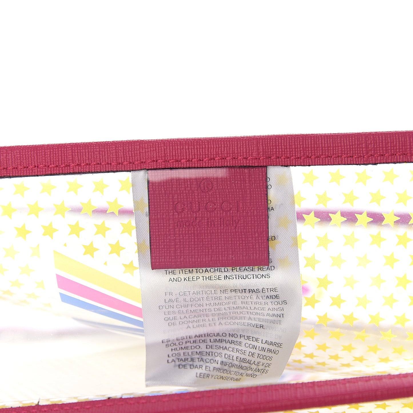 Vinyl Gucci Amour Stars Childrens Tote Multicolor Glass Bright Fuxia