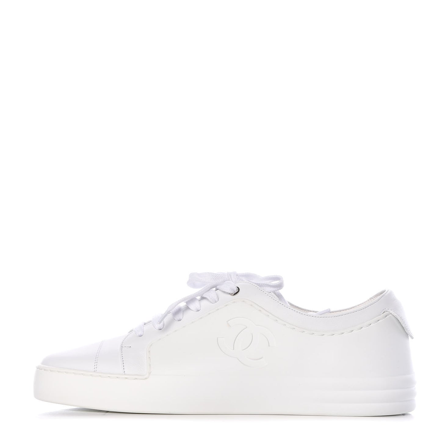 Calfskin Gum Womens CC Sneakers 39 White