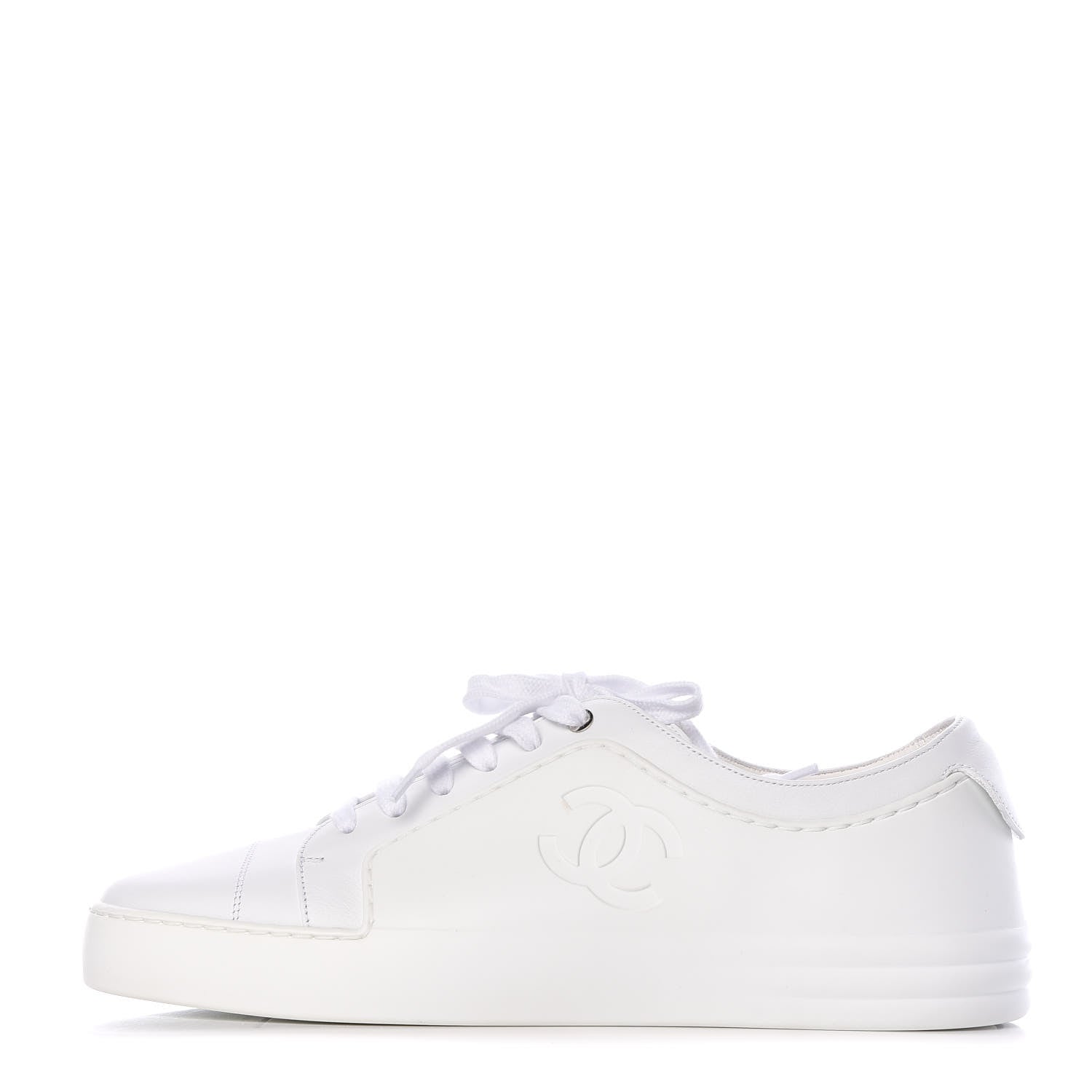 Chanel Calfskin Gum Womens CC Sneakers 39 White 1 of 9