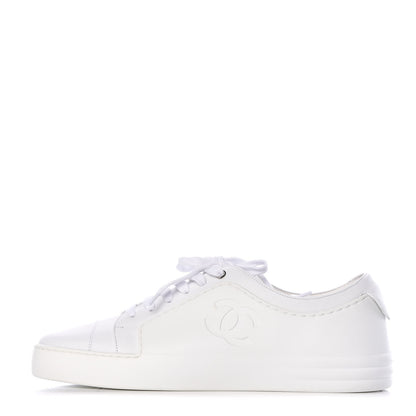 Chanel Calfskin Gum Womens CC Sneakers 39 White 1 of 9