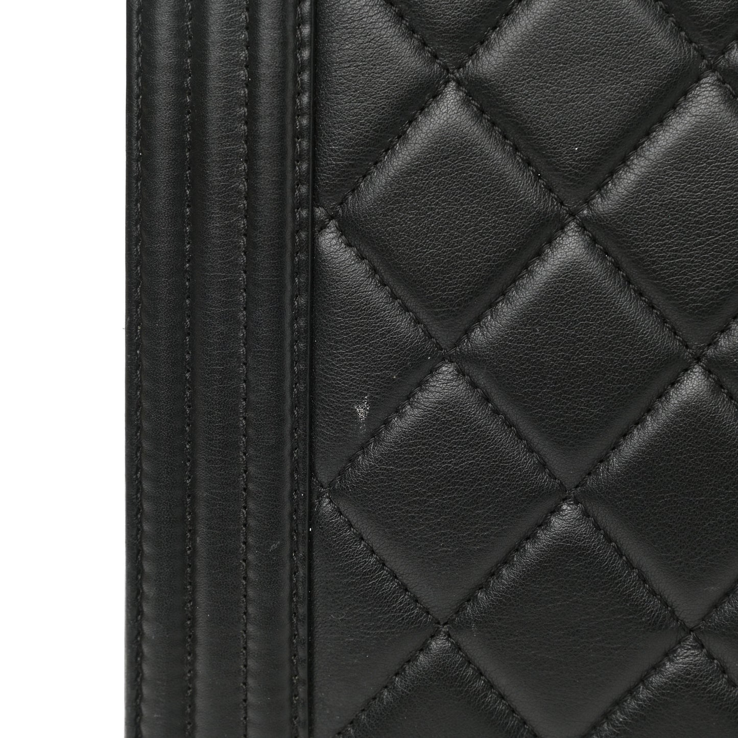 Calfskin Quilted Large Boy Flap Black