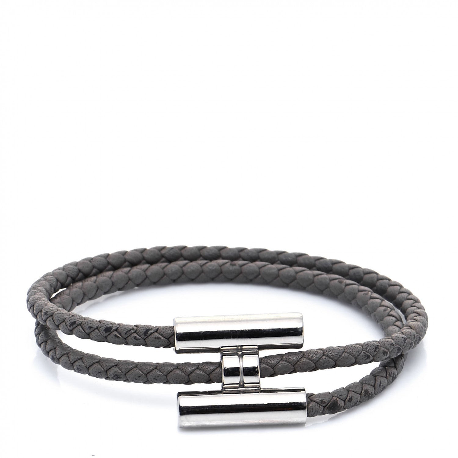 Hermes Swift Double Wrap Cord Tournis Tresse Bracelet T5 Etain 1 of 9
