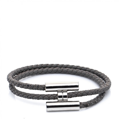 Hermes Swift Double Wrap Cord Tournis Tresse Bracelet T5 Etain 1 of 9