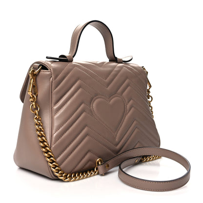 Gucci Calfskin Matelasse Small GG Marmont Top Handle Shoulder Bag Porcelain Rose 3 of 10