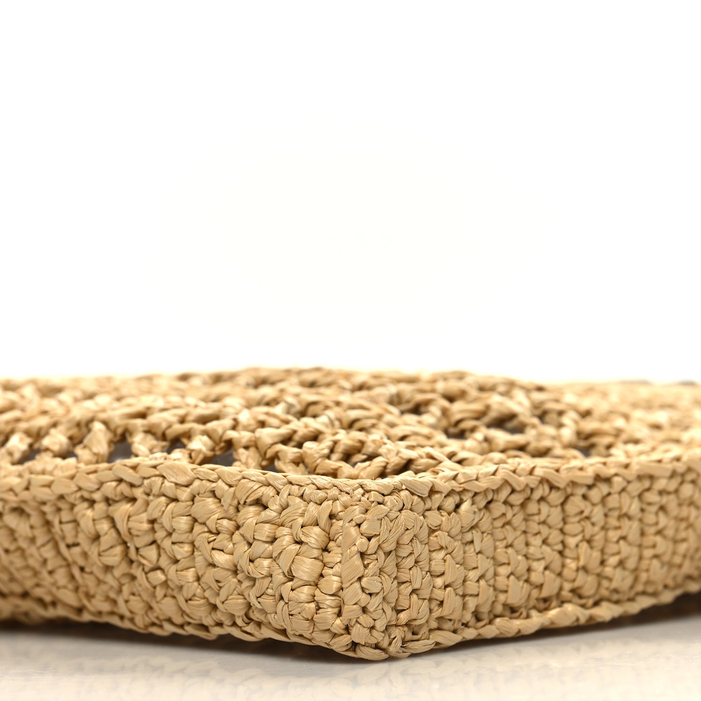 Yarn Raffia Effect Crochet Logo Embroidered Tote Bag Naturale