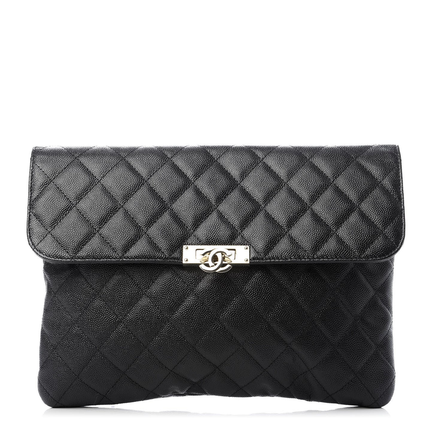 Caviar Quilted Medium Golden Class Pouch Black