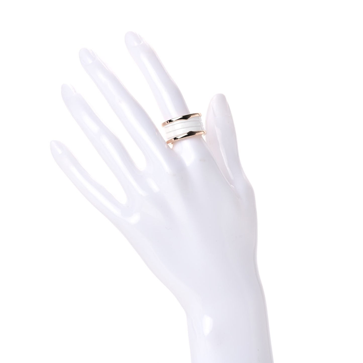 18K Rose Gold White Ceramic B.Zero1 Four-Band Ring 55 7.25