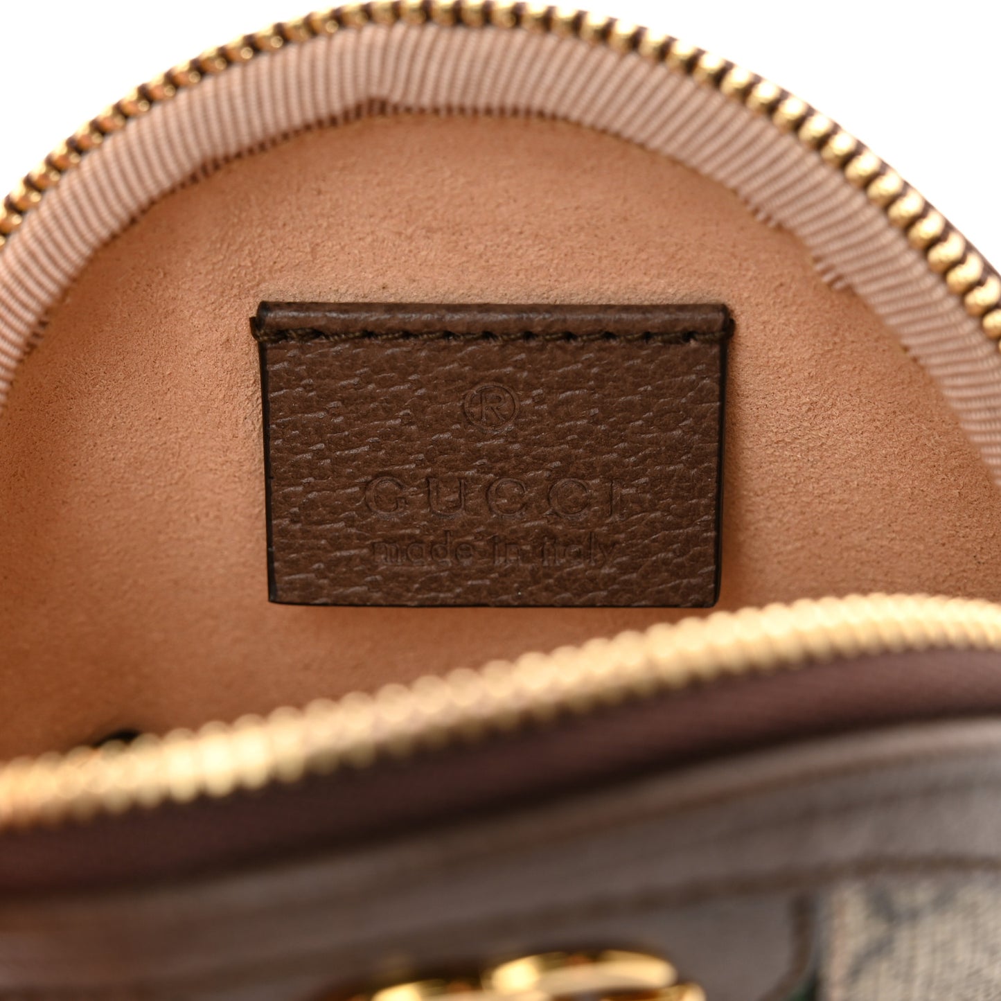 GG Supreme Monogram Web Ophidia Round Coin Purse Beige New Acero