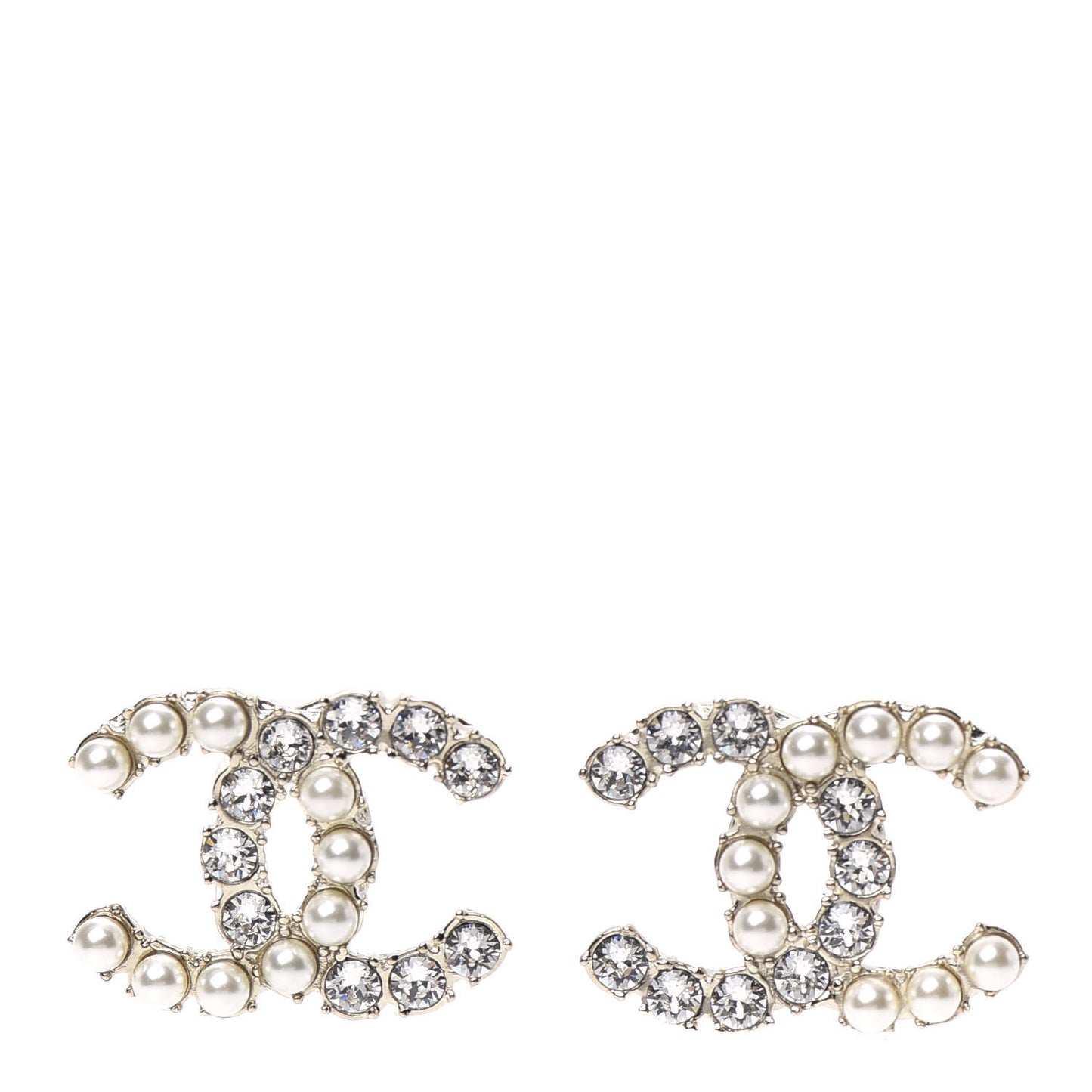 Crystal Pearl CC Dazzling Domino Earrings Gold