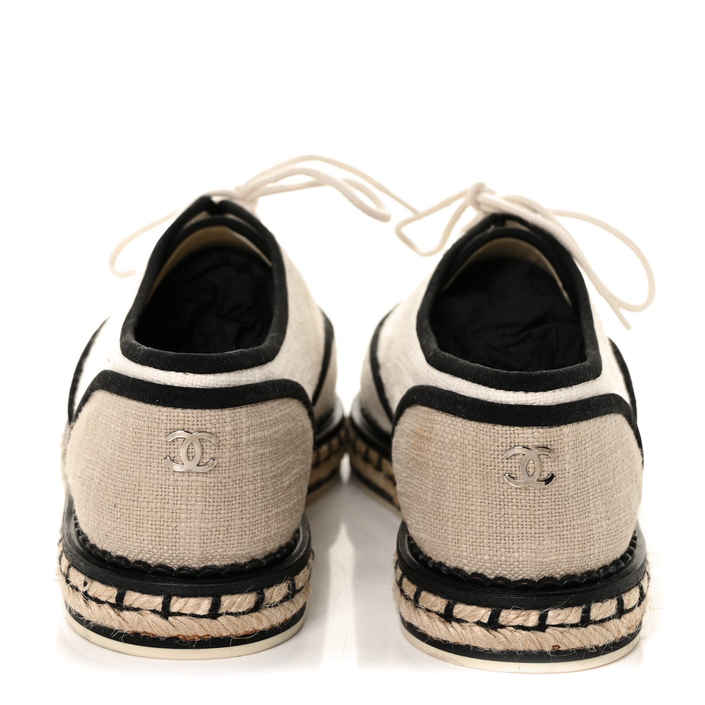 Cotton Lace Up Espadrilles 37 Light Beige