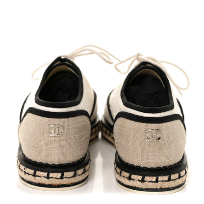 Chanel Cotton Lace Up Espadrilles 37 Light Beige 5 of 8
