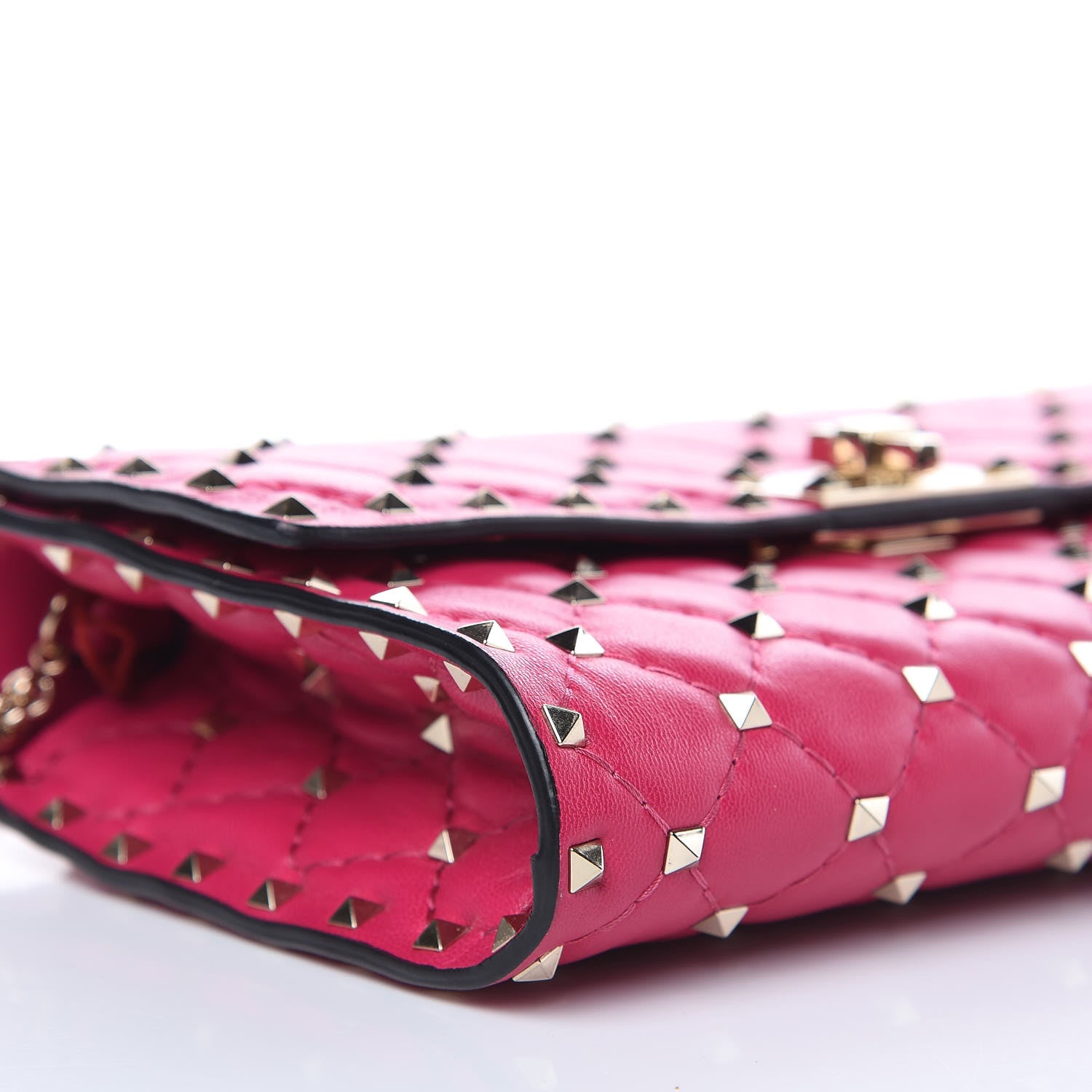 Valentino Garavani Nappa Rockstud Spike Wallet on Chain Disco Pink 7 of 10